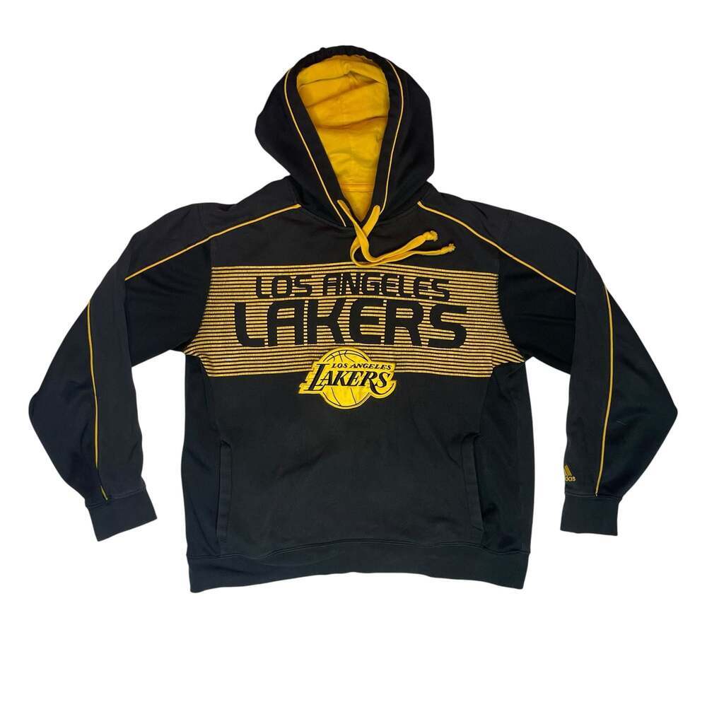 Adidas Los Angeles Lakers Hoodie Black Yellow NBA Pullover Sweatshirt